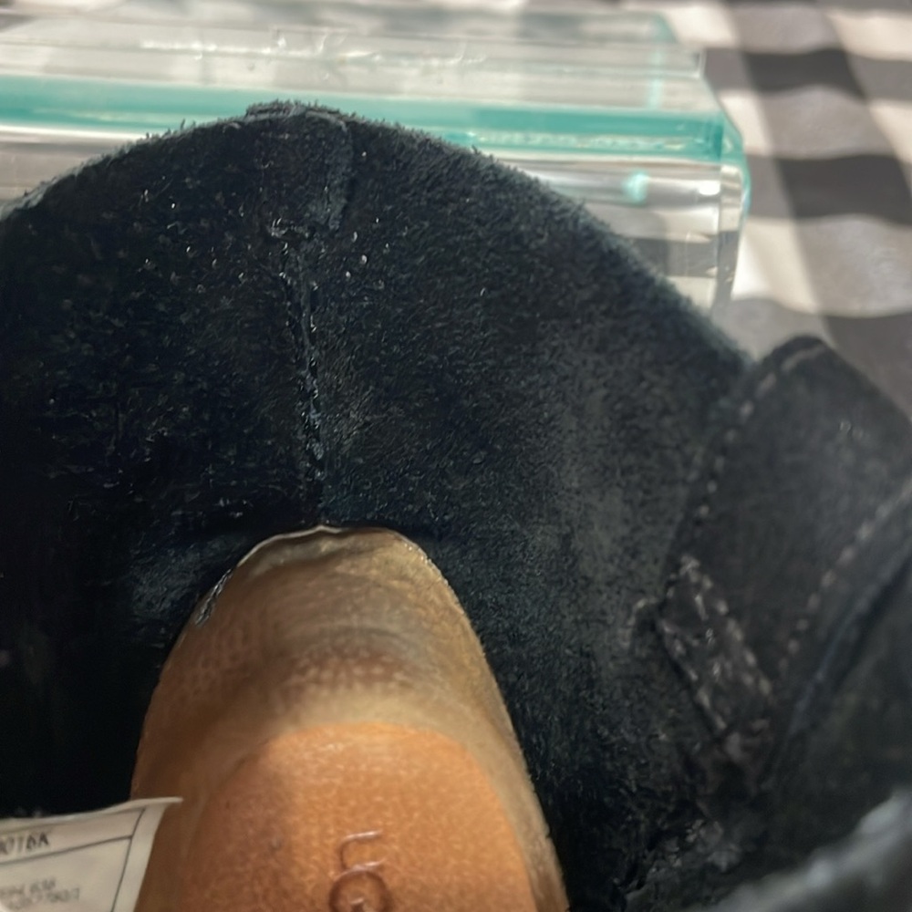 Ugg Classic Unlined Mini Perf Black Suede Leather Boots Womens Size 7 Perforated - Picture 10 of 12